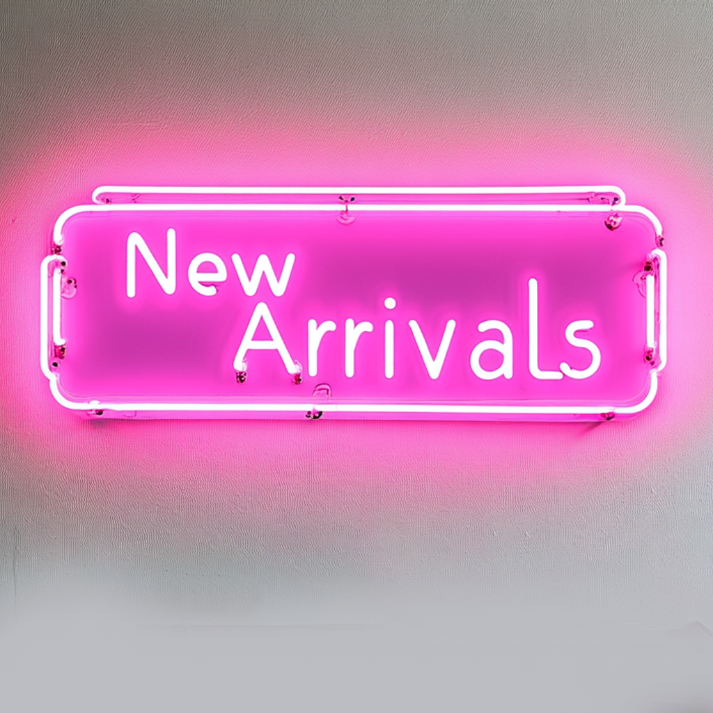 "New Arrivals" - Pink Neon Sign, 18 Inches