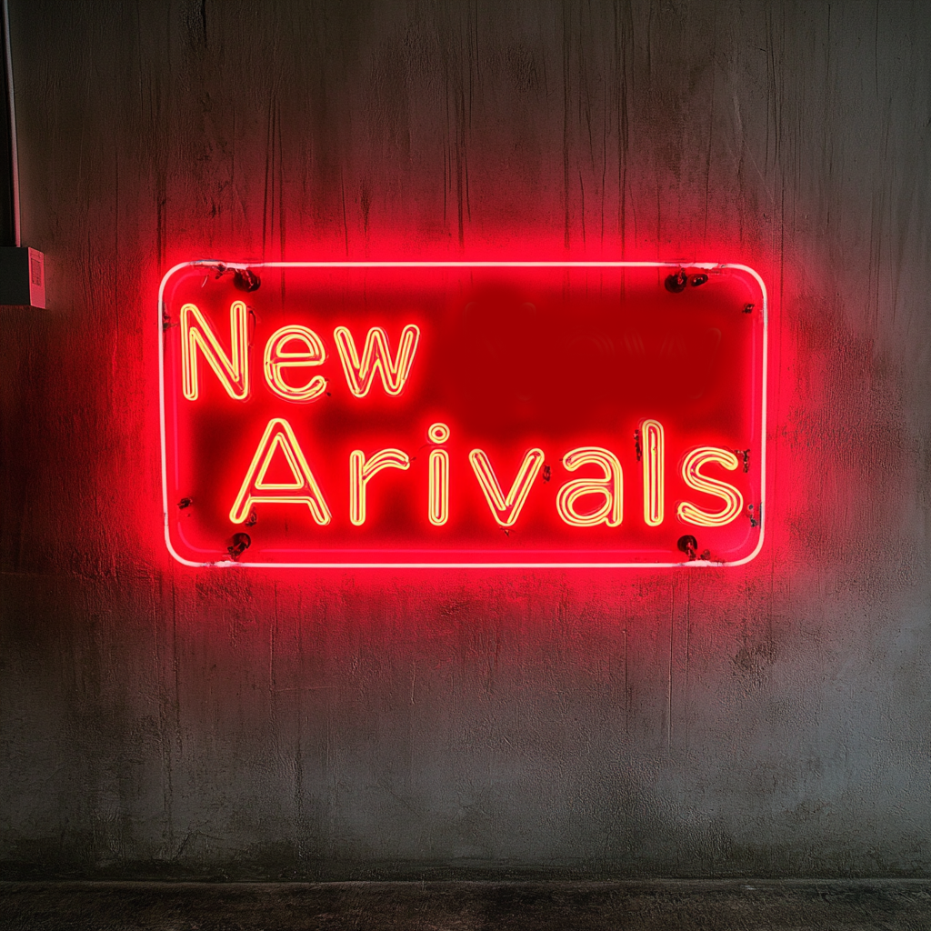 "New Arrivals" - Red Neon Sign, 18 Inches