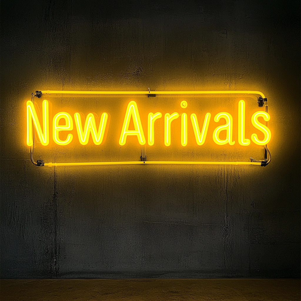 "New Arrivals" - Yellow Neon Sign, 18 Inches