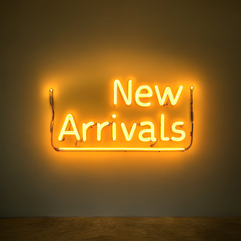 "New Arrivals" - Yellow Neon Sign, 18 Inches