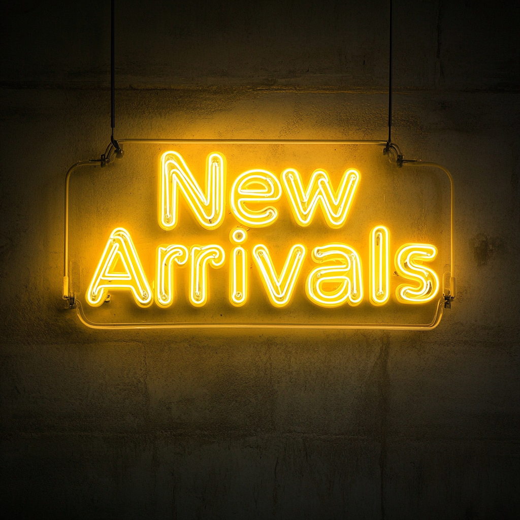 "New Arrivals" - Yellow Neon Sign, 18 Inches