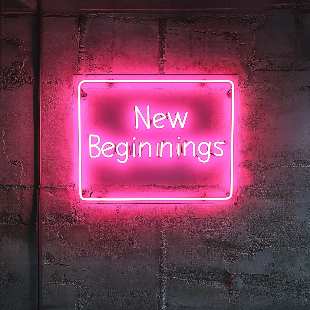 "New Beginnings" - Pink Neon Sign, 24 Inches