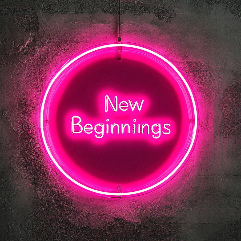 "New Beginnings" - Pink Neon Sign, 24 Inches