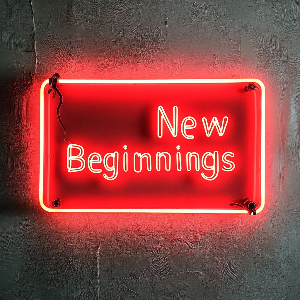"New Beginnings" - Red Neon Sign, 24 Inches