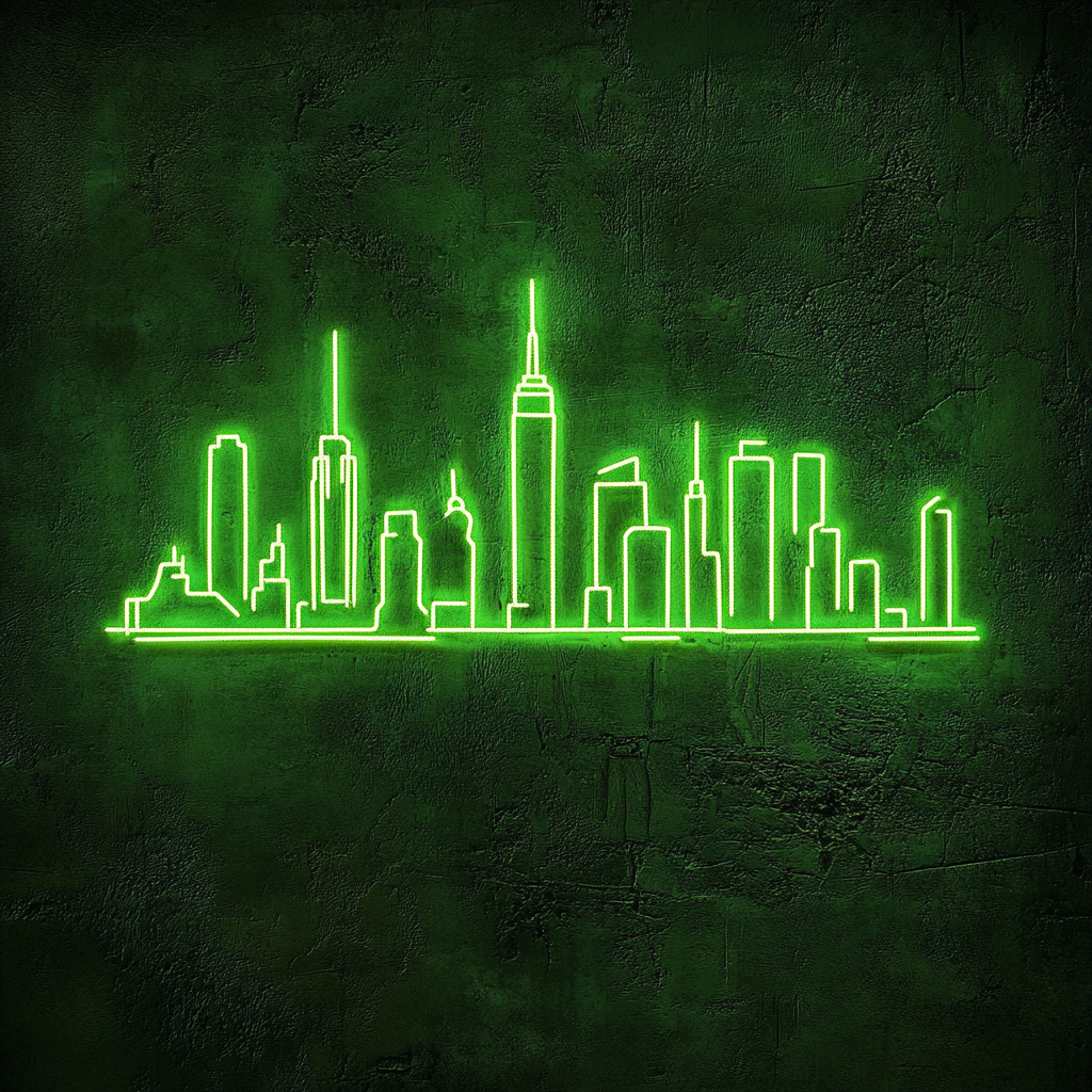 New York - Green Neon Sign, 24 Inches
