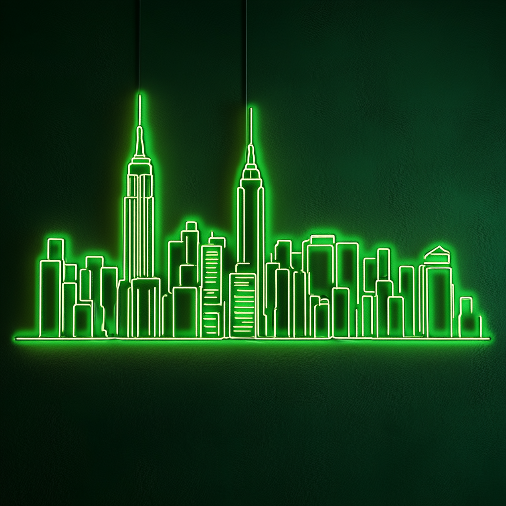 New York - Green Neon Sign, 18 Inches