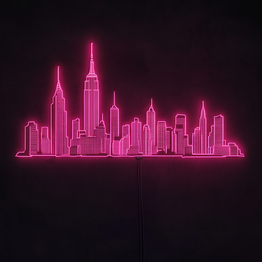 New York - Pink Neon Sign, 18 Inches