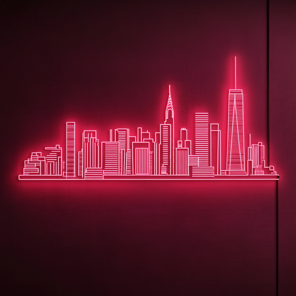 New York - Pink Neon Sign, 18 Inches