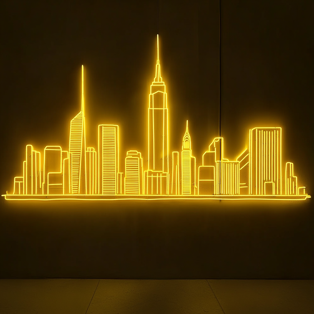 New York - Yellow Neon Sign, 18 Inches