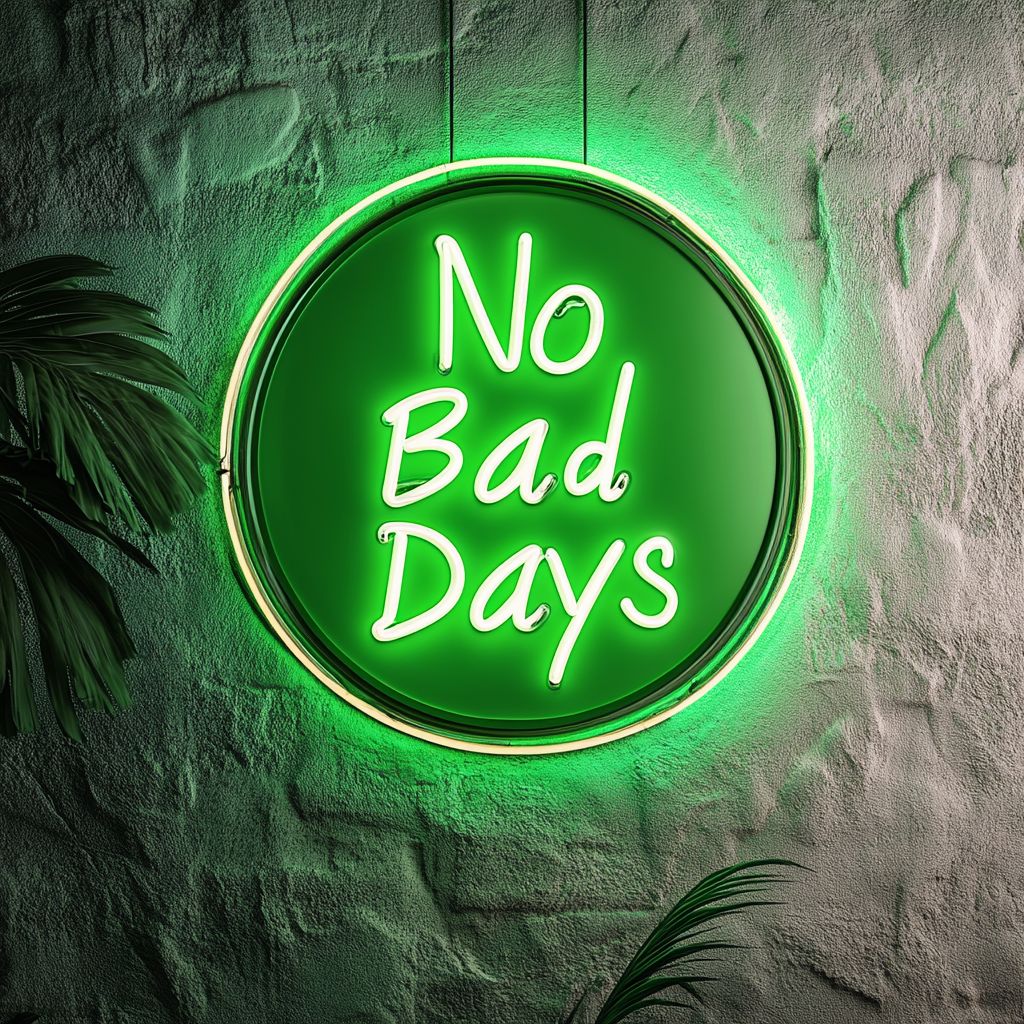 No Bad Days - Green Neon Sign, 18 Inches