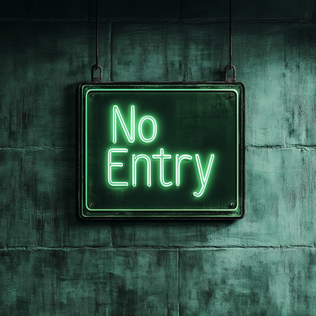 No Entry - Green Neon Sign, 18 Inches