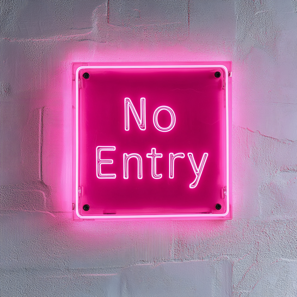No Entry - Pink Neon Sign, 24 Inches