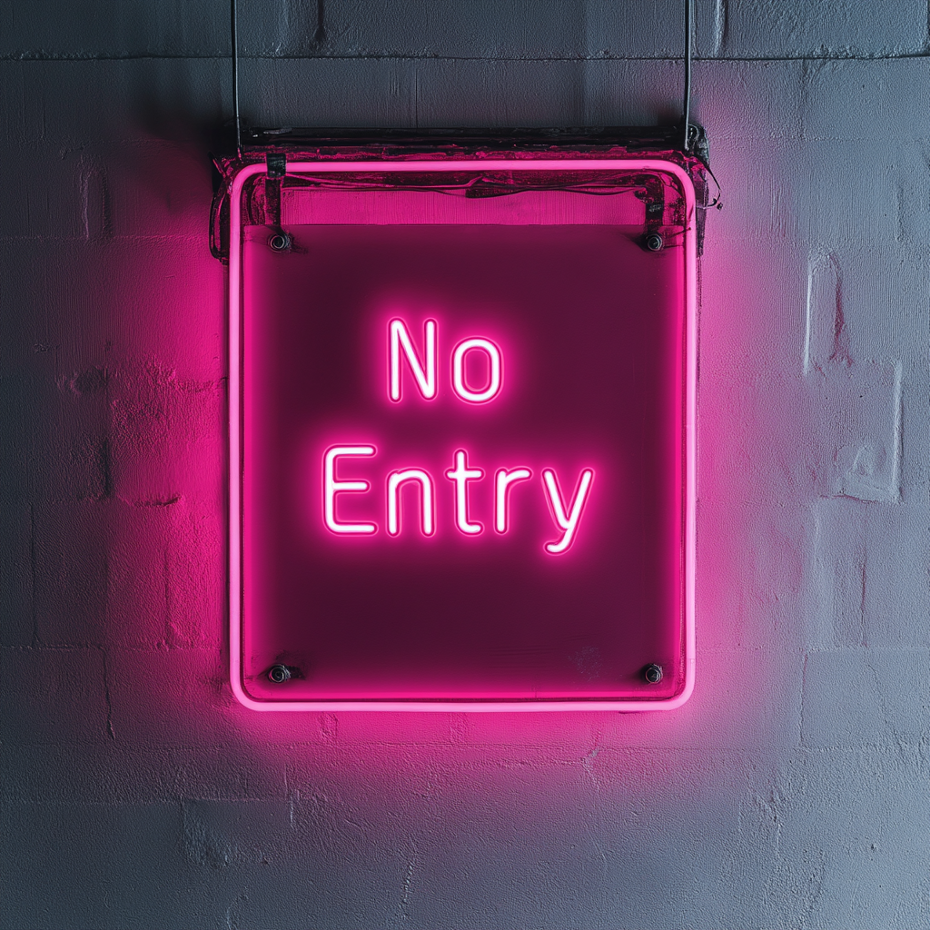 No Entry - Pink Neon Sign, 24 Inches