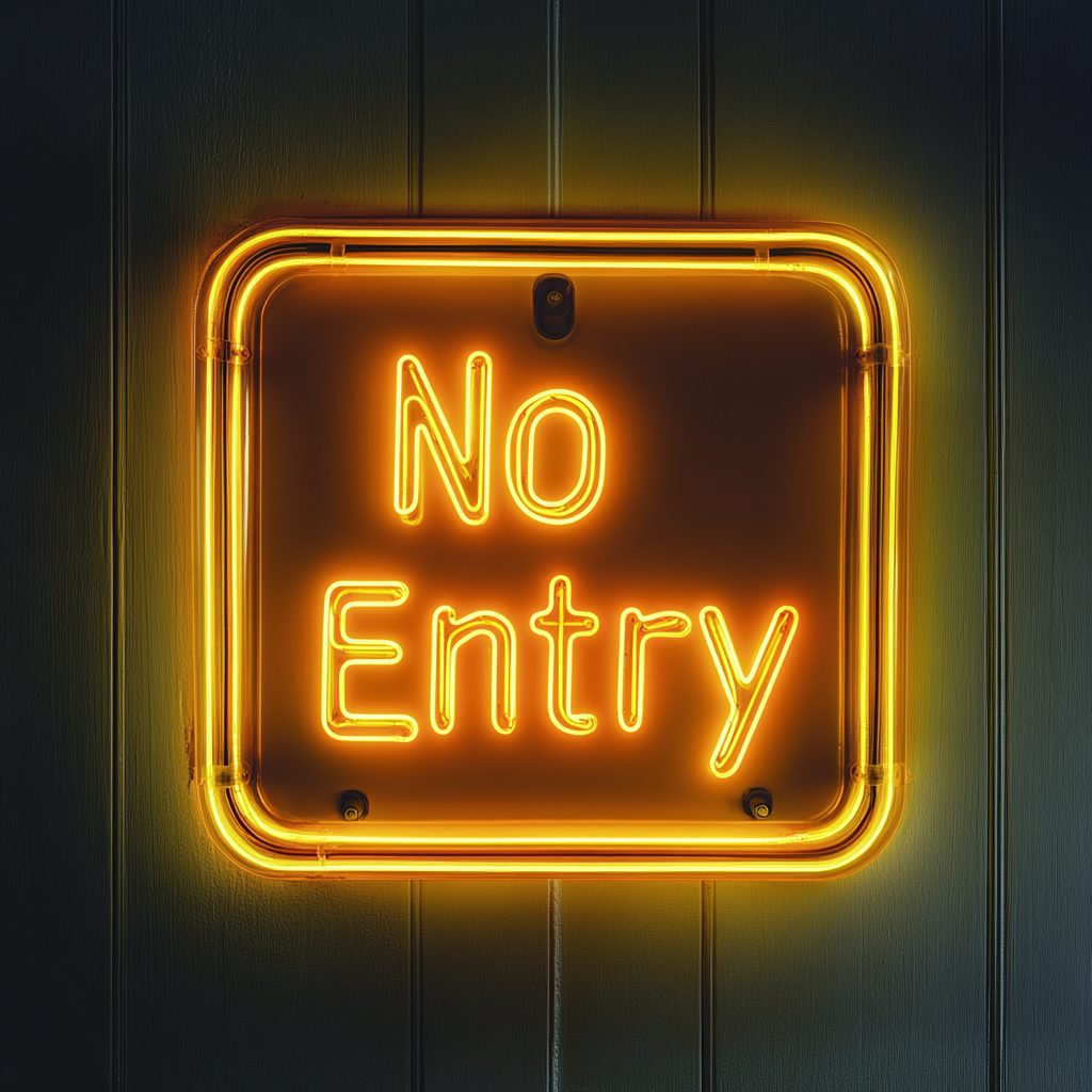 No Entry - Yellow Neon Sign, 18 Inches