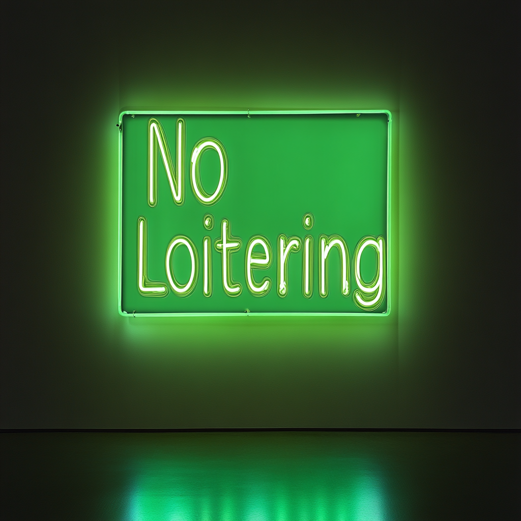 No Loitering - Green Neon Sign, 18 Inches