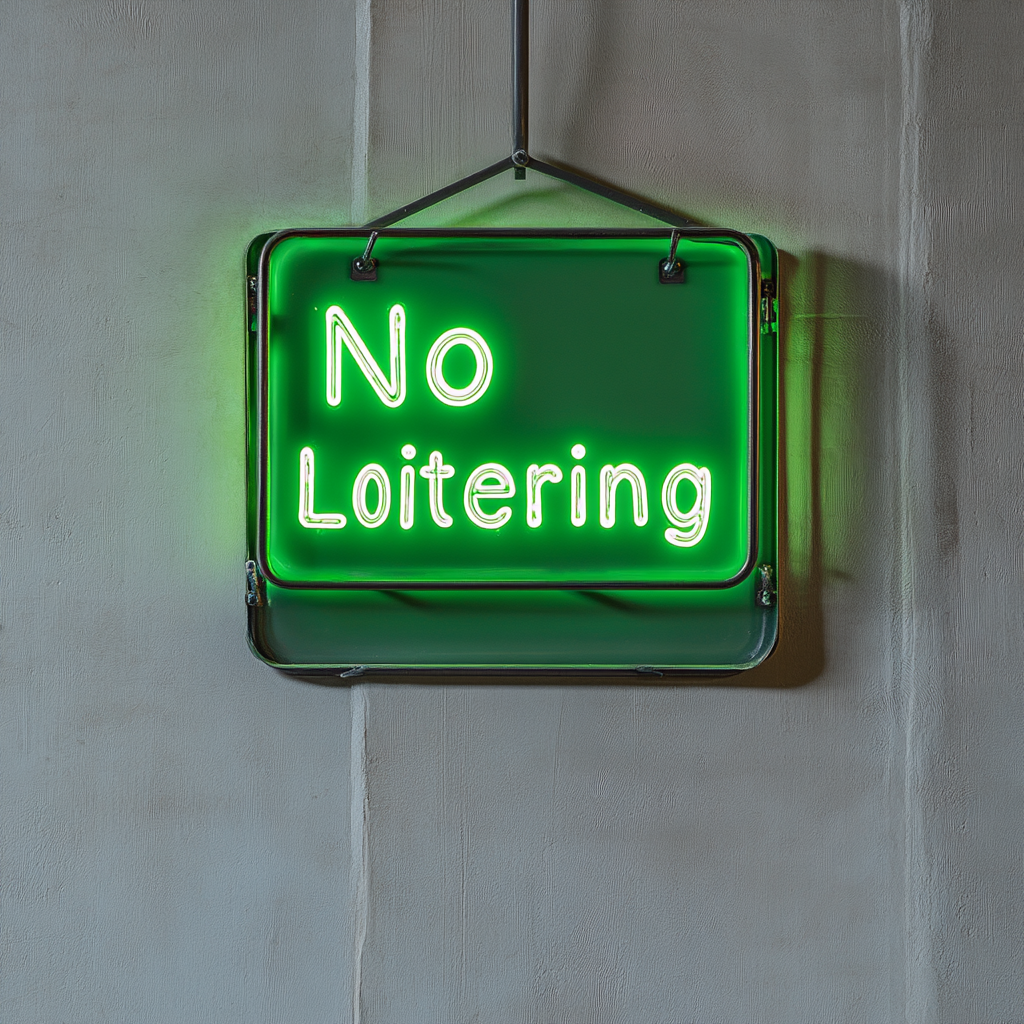 No Loitering - Green Neon Sign, 24 Inches