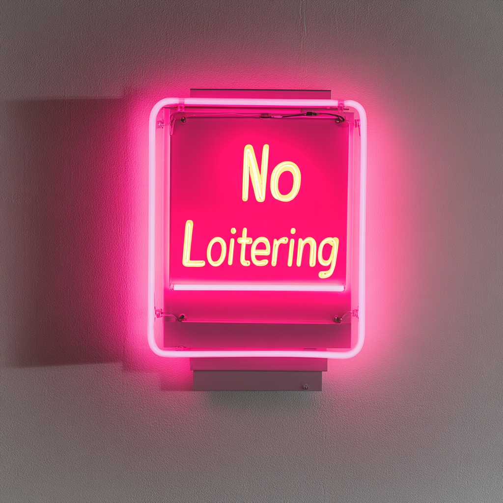 No Loitering - Pink Neon Sign, 18 Inches