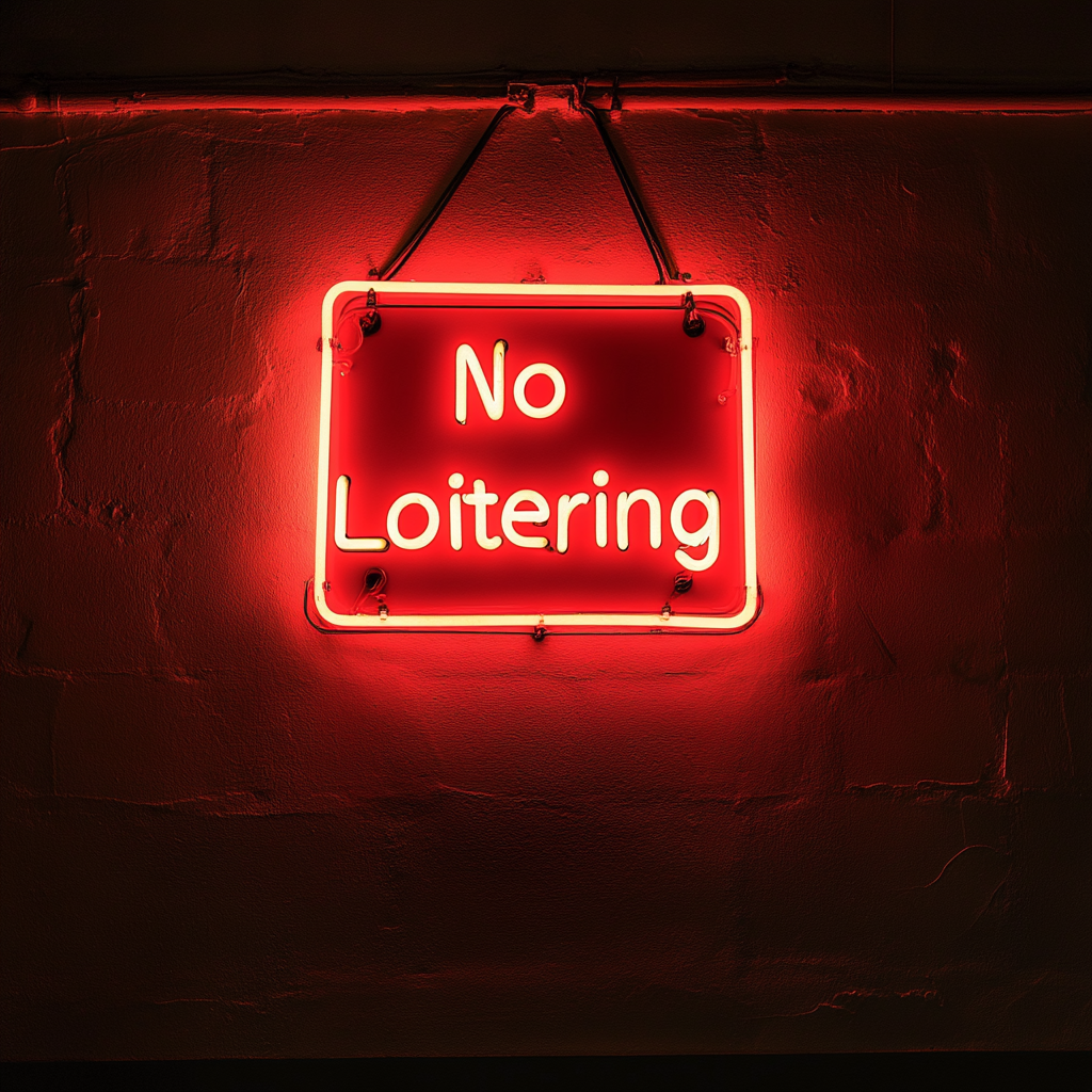 No Loitering - Red Neon Sign, 18 Inches