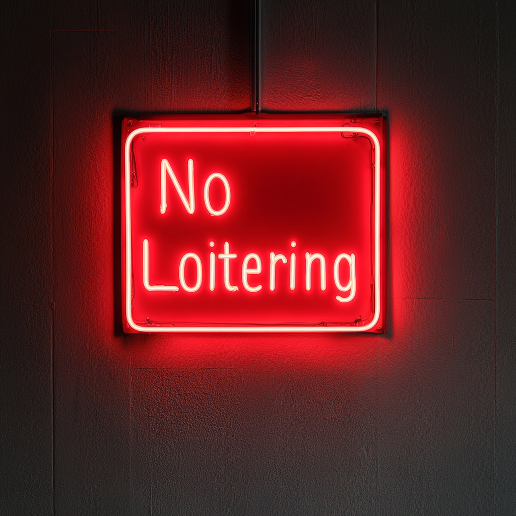 No Loitering - Red Neon Sign, 18 Inches