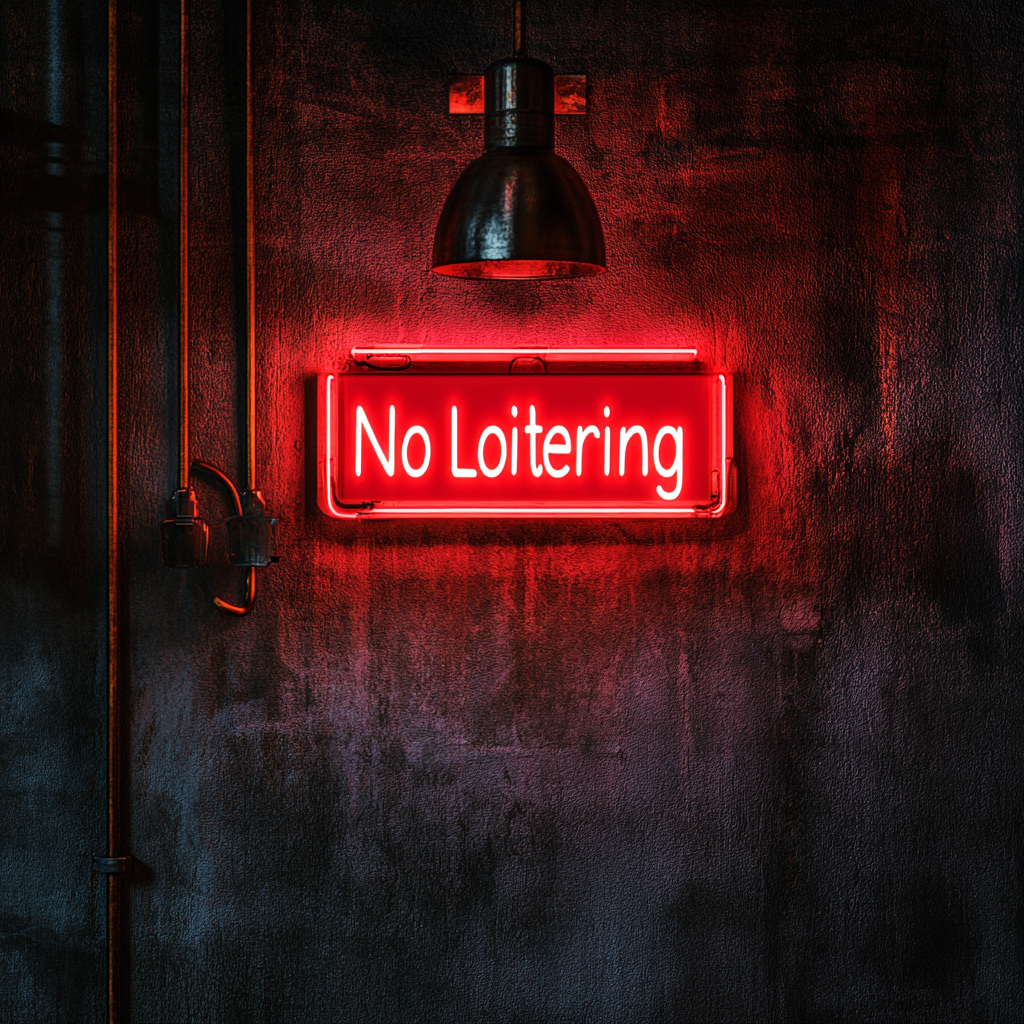 No Loitering - Red Neon Sign, 24 Inches
