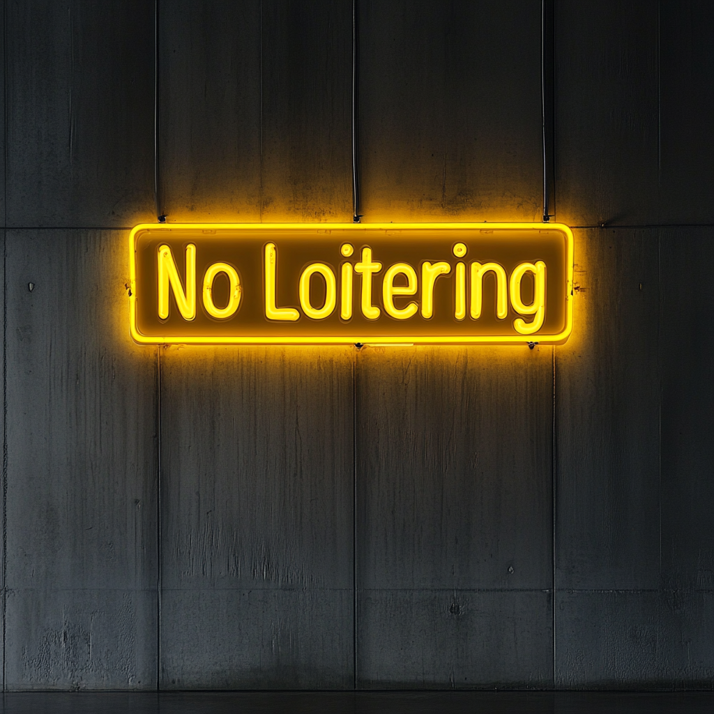 No Loitering - Yellow Neon Sign, 18 Inches