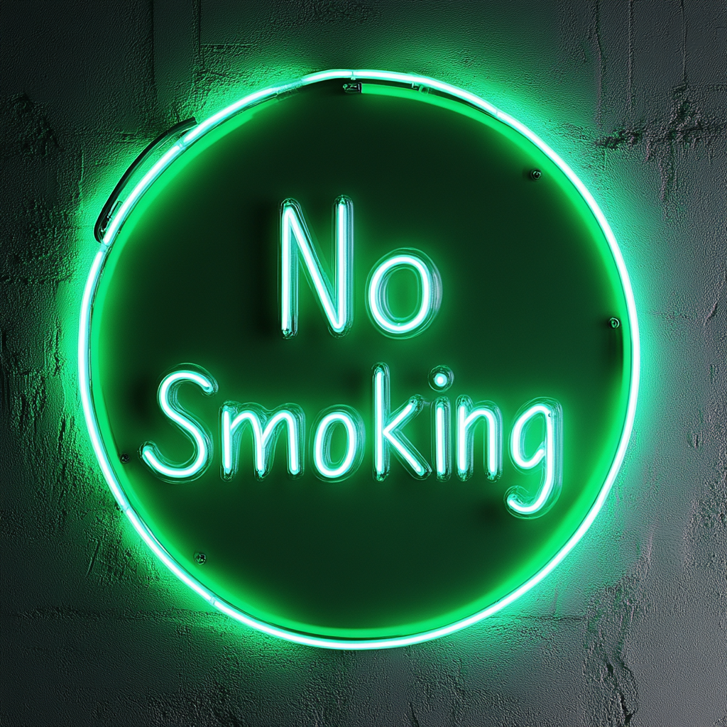 "No Smoking" - Green Neon Sign, 24 Inches