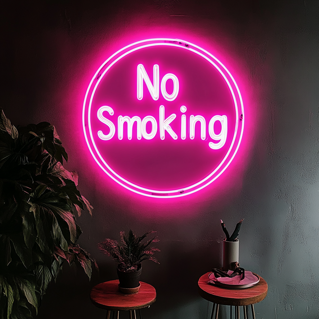 "No Smoking" - Pink Neon Sign, 24 Inches