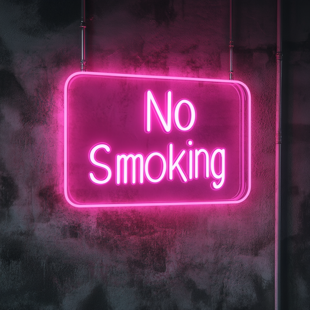 "No Smoking" - Pink Neon Sign, 24 Inches