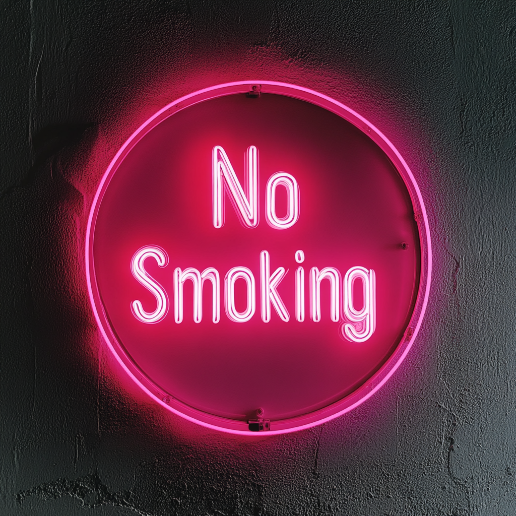 "No Smoking" - Pink Neon Sign, 24 Inches