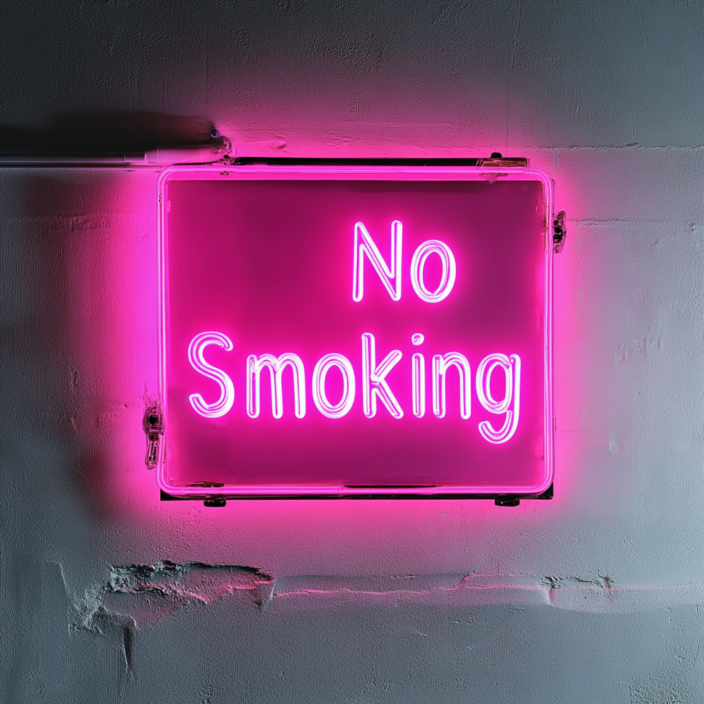 "No Smoking" - Pink Neon Sign, 24 Inches