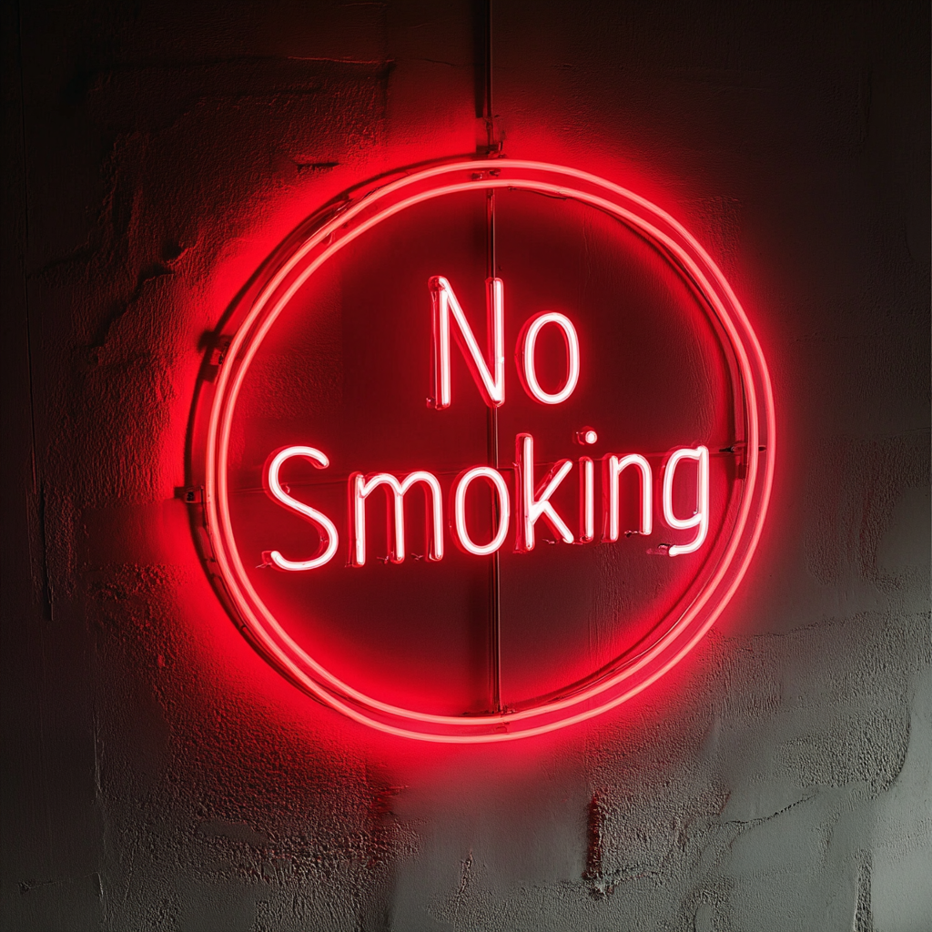 "No Smoking" - Red Neon Sign, 24 Inches