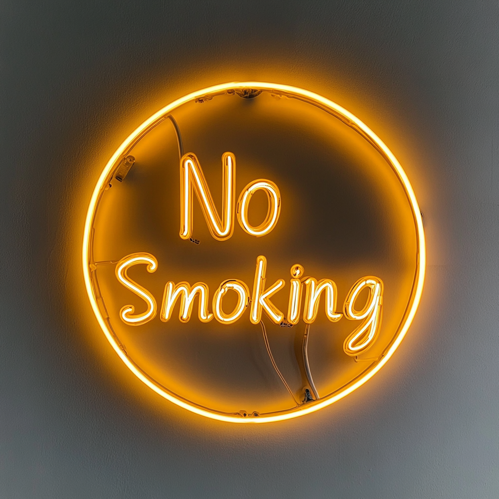 "No Smoking" - Yellow Neon Sign, 24 Inches