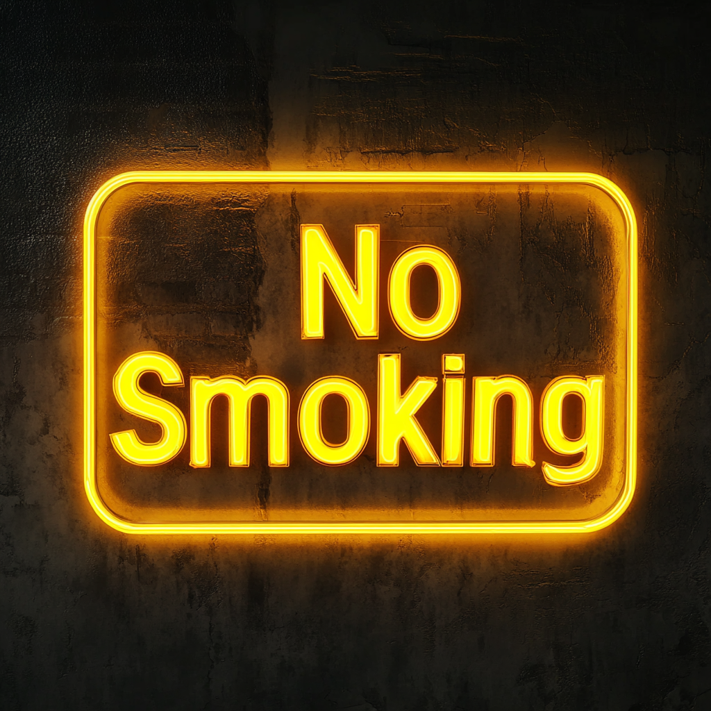 "No Smoking" - Yellow Neon Sign, 24 Inches