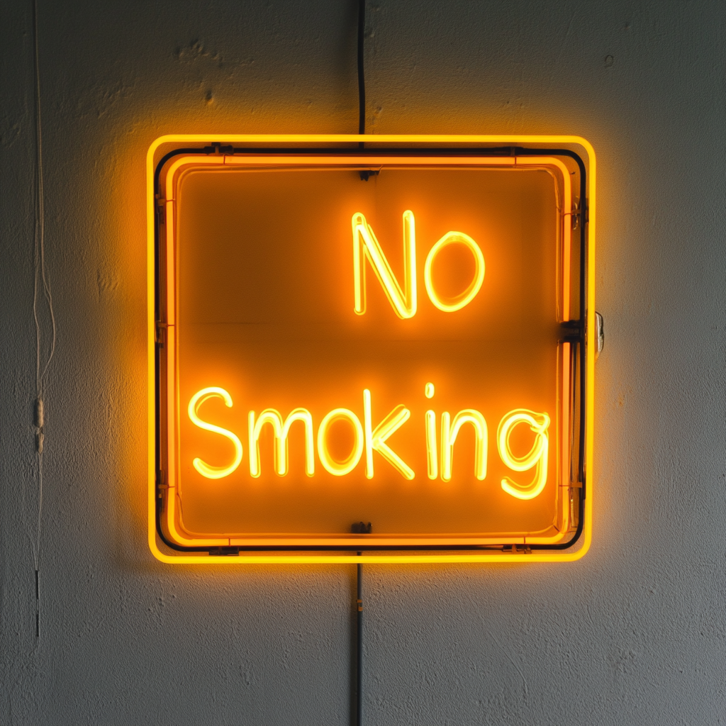 "No Smoking" - Yellow Neon Sign, 24 Inches