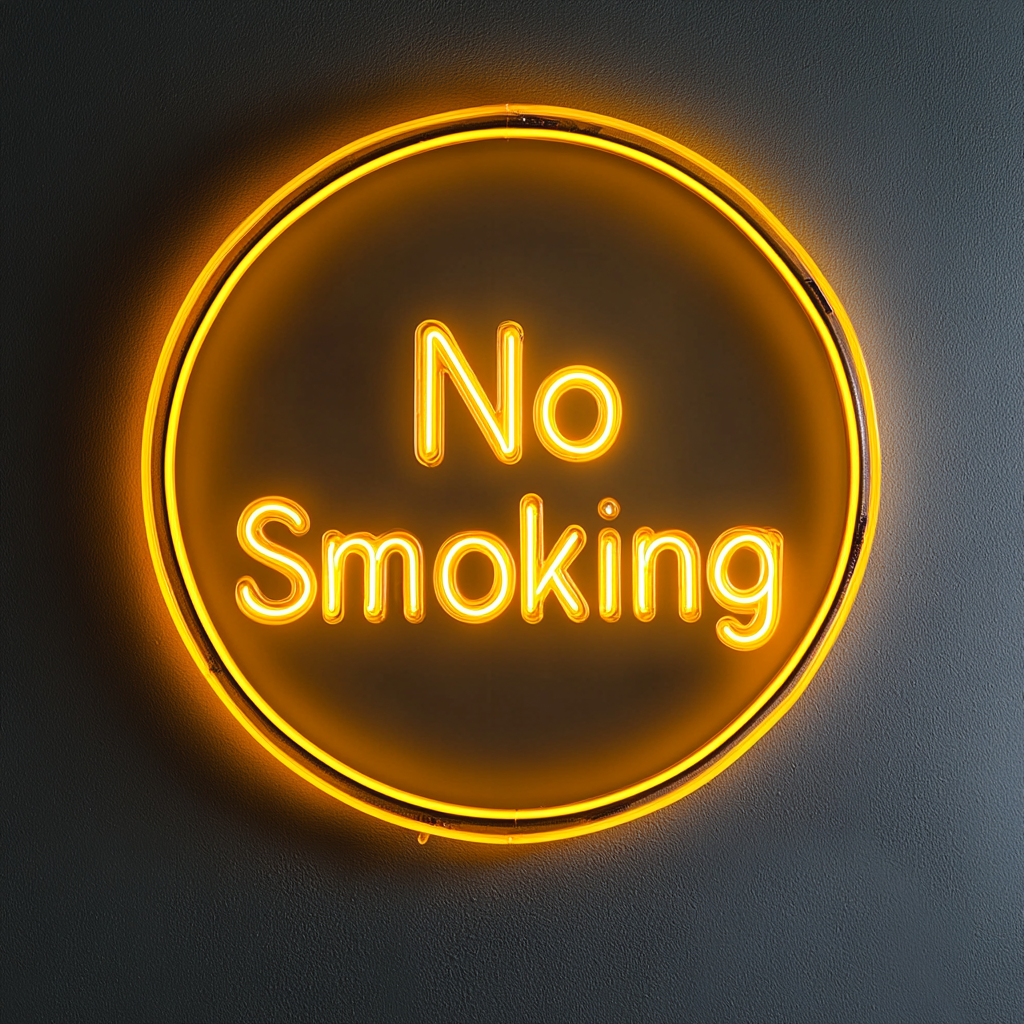 "No Smoking" - Yellow Neon Sign, 24 Inches