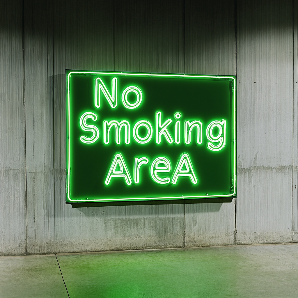 No Smoking Area - Green Neon Sign, 24 Inches