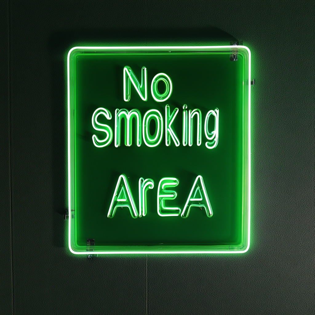 No Smoking Area - Green Neon Sign, 24 Inches