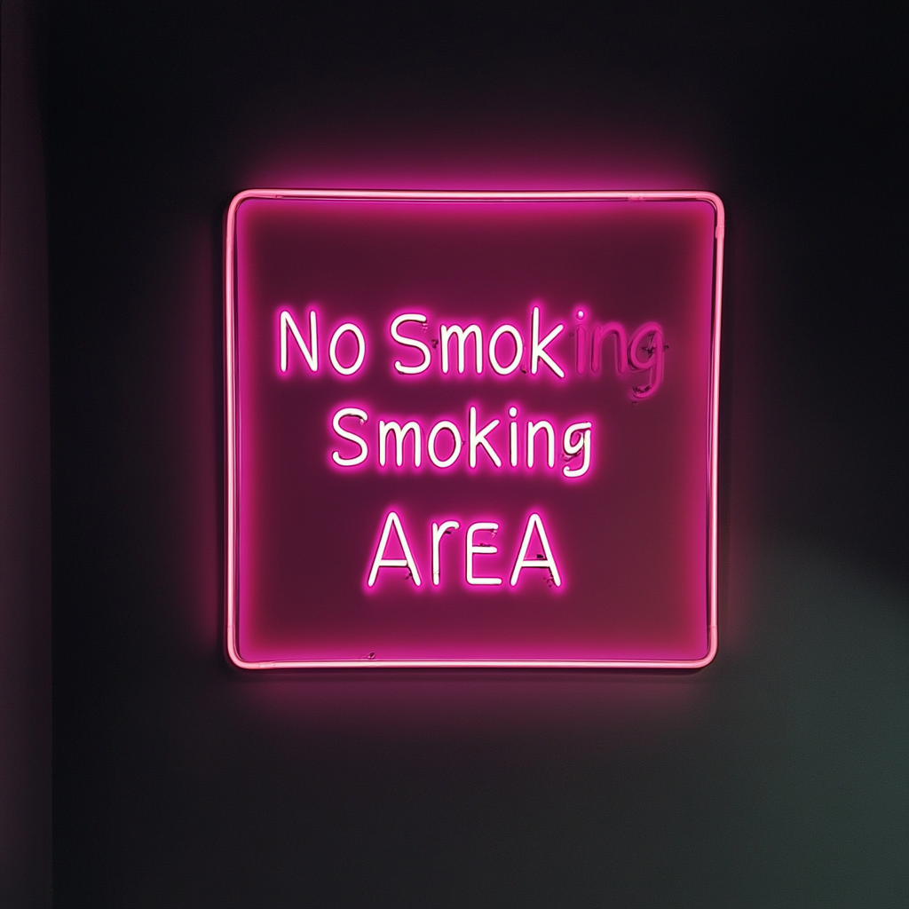 No Smoking Area - Pink Neon Sign, 24 Inches