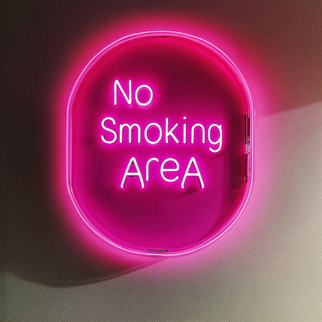 No Smoking Area - Pink Neon Sign, 18 Inches