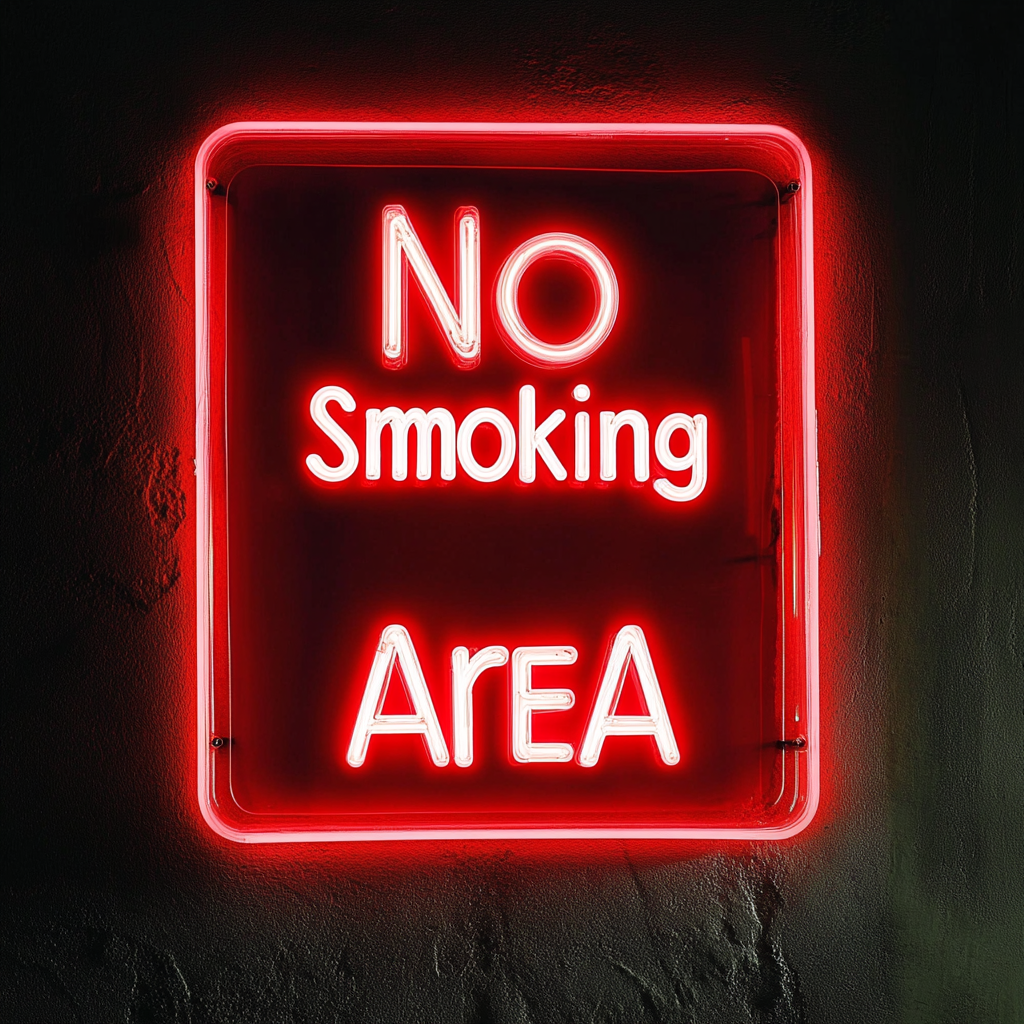 No Smoking Area - Red Neon Sign, 18 Inches