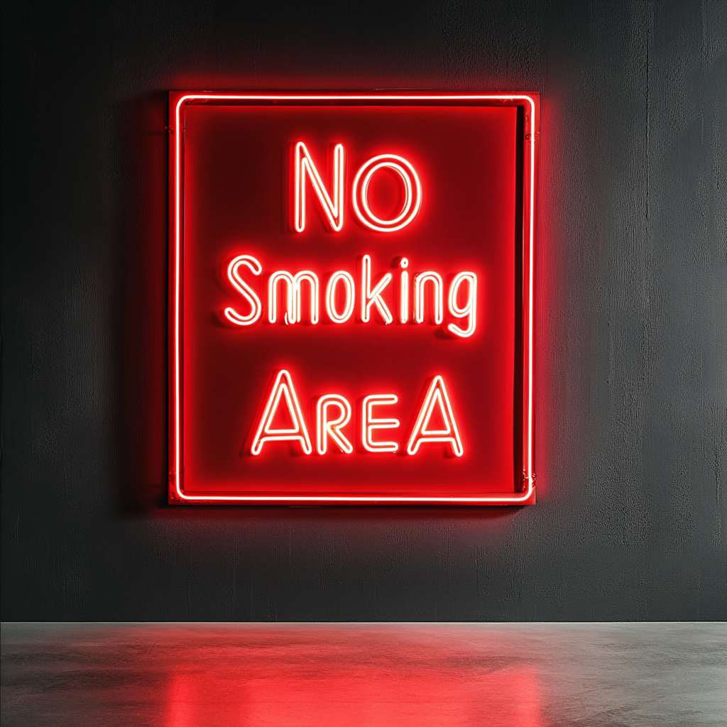 No Smoking Area - Red Neon Sign, 24 Inches