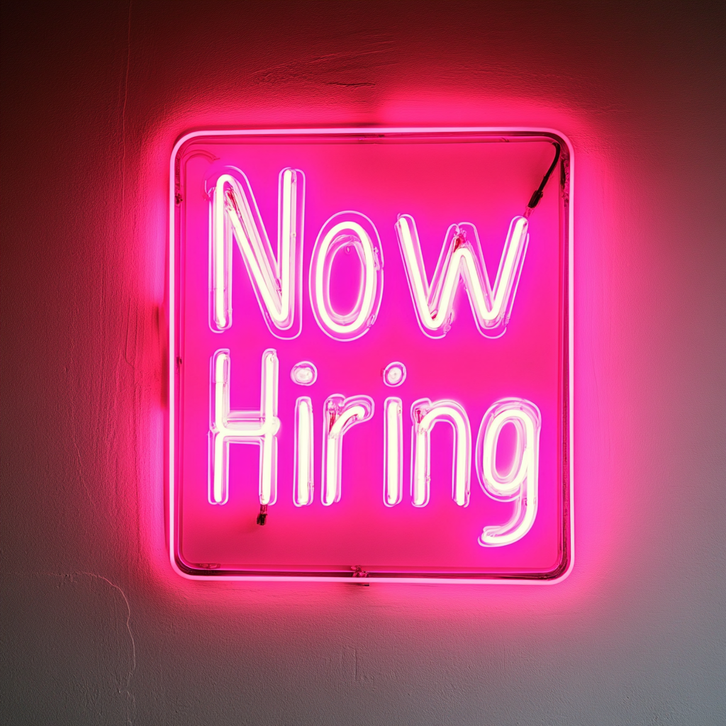 "Now Hiring" - Pink Neon Sign, 24 Inches
