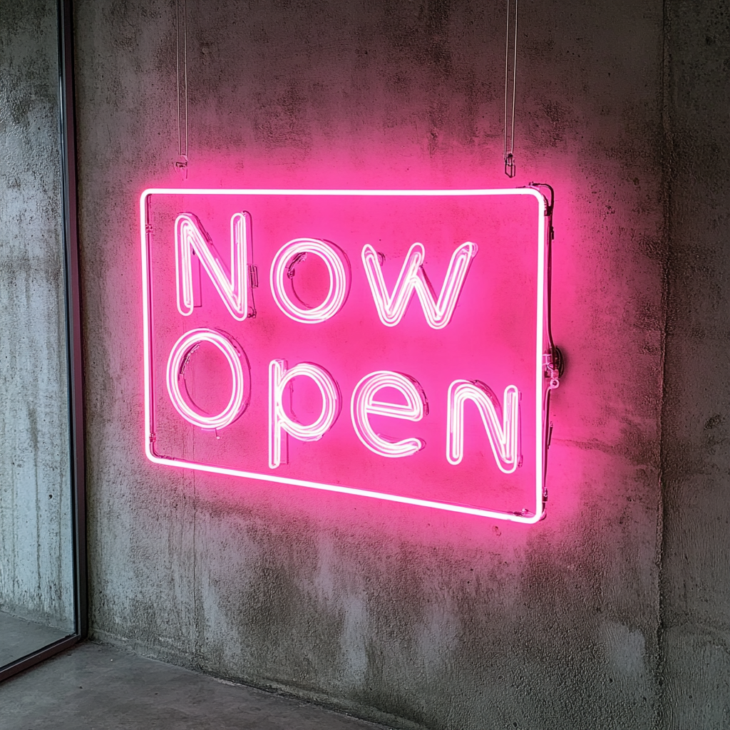 Now Open - Pink Neon Sign, 24 Inches