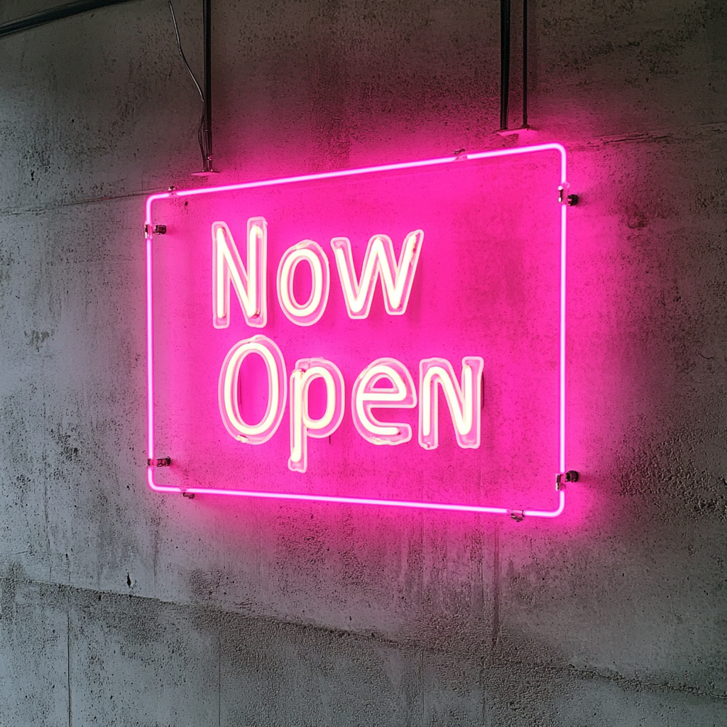 Now Open - Pink Neon Sign, 24 Inches