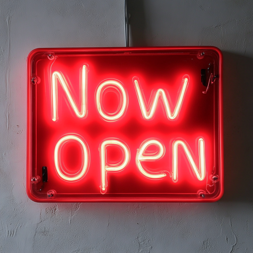 Now Open - Red Neon Sign, 18 Inches