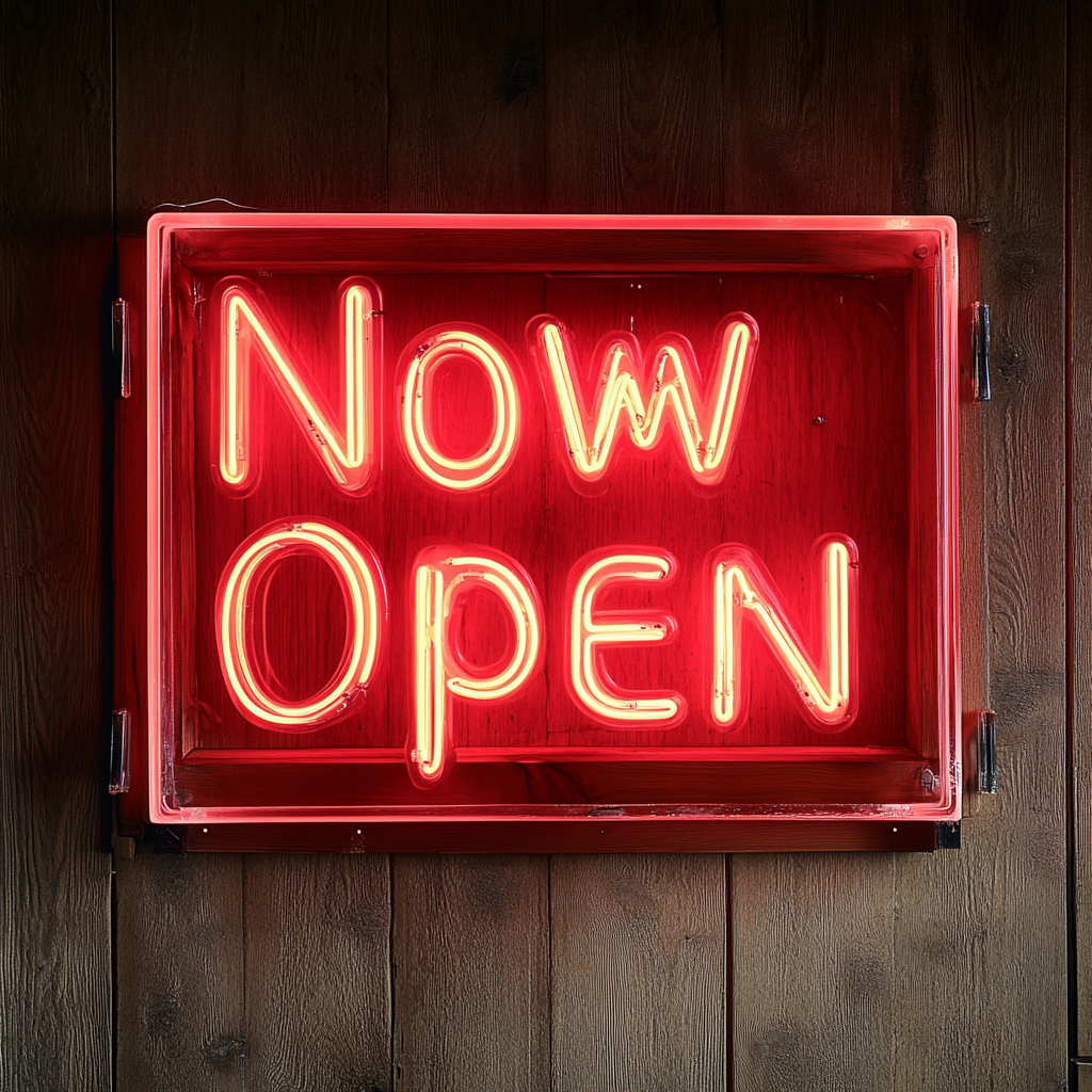 Now Open - Red Neon Sign, 24 Inches