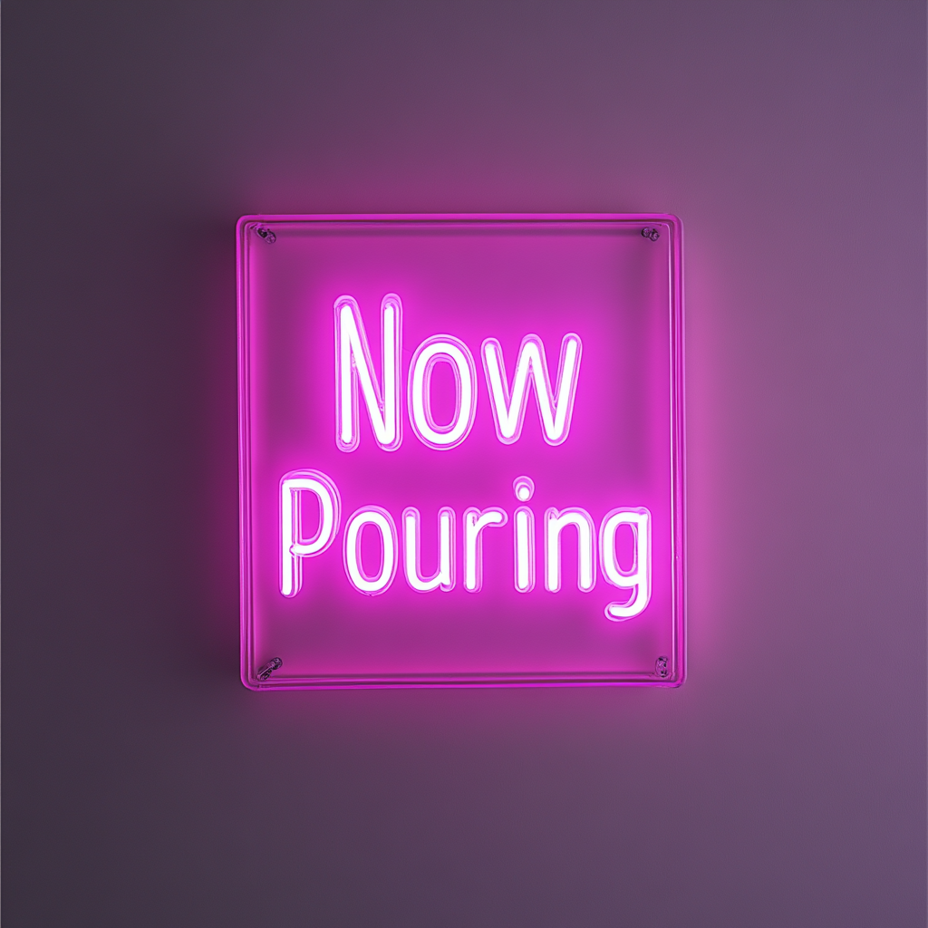 "Now Pouring" - Pink Neon Sign, 24 Inches