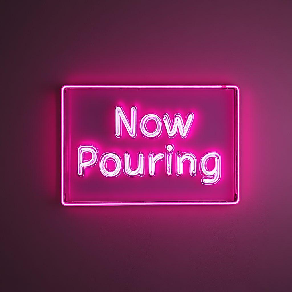 "Now Pouring" - Pink Neon Sign, 24 Inches