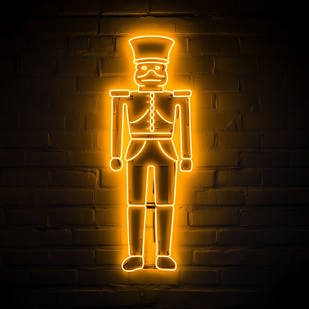 Nut Cracker - Yellow Neon Sign, 18 Inches