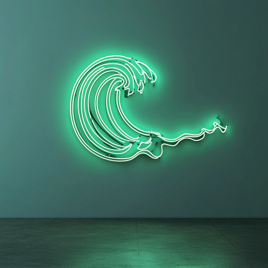 Ocean Wave - Green Neon Sign, 18 Inches
